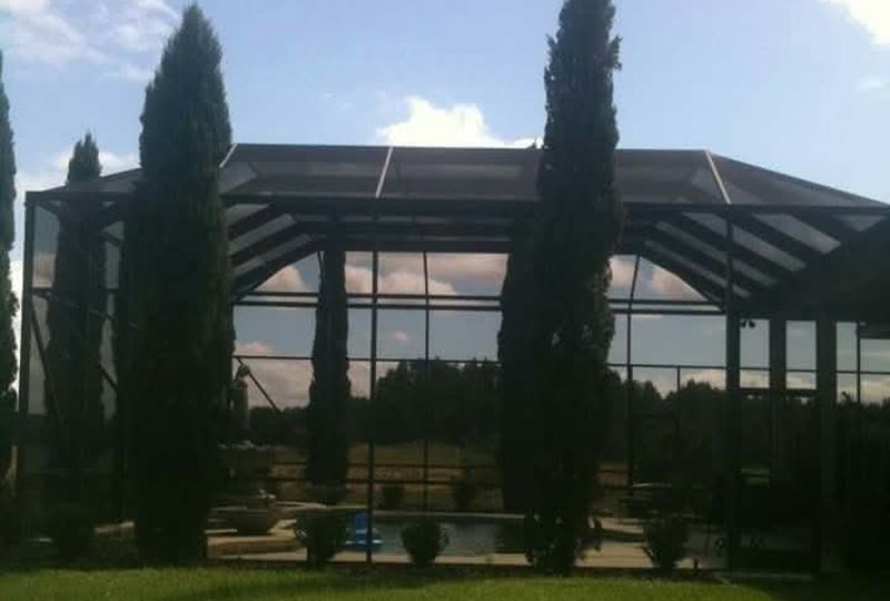 Gable-style screen enclosure side view — Exact Aluminum Solutions Central Florida